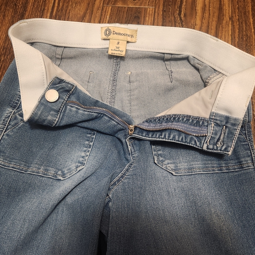 Democracy Ab Technology Stretch Wide Leg Frayed Hem Jeans SZ 8 EUC - Picture 6 of 11